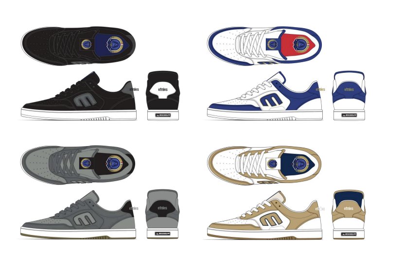 Les quatre coloris de la chaussure signature etnies d’Aurélien Giraud